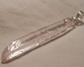 Spodumene crystal pendant in sterling