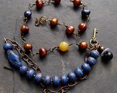 Cadence - Pearls and Polymer Hand Wrapped on Brass Necklace