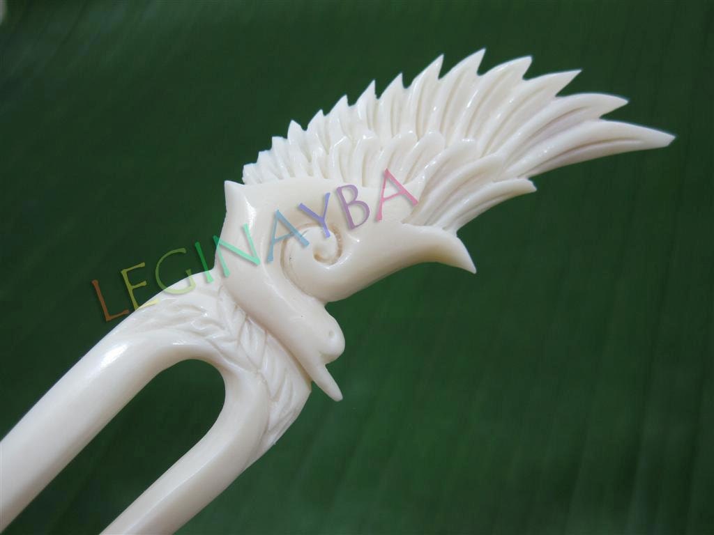 SWAN Bone carved hair fork