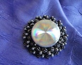 Jewelarama Round Pewter Brooch with Refraction Disk Center
