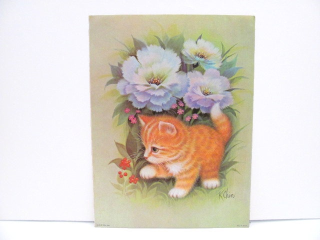K Chin Orange Kitten Print