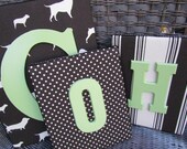 Nursery Letters, Chocolate Brown Nursery Letters, 3 Piece Letter Set, Dog Nursery, Painted Letters, Wood Letters, Wall Letters