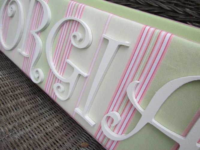 Nursery Letters, 2-6 Lettes, Name Sign, Wall Letters, Upholstered Letters, Name Plaque, Pink and Black, Painted Letters, Wood Letters,