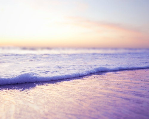 Summer Sunset Beach Photography- Ocean Waves-Home Decor-Fine Art Photography Spring Pastels Pink Purple Orance Ocean Waves 8x10 Photograph