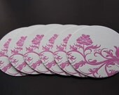 Floral chic letterpress coasters, set of 6-- Hot pink