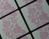 Floral Lace letterpress coasters, set of 6 square in Light Pink