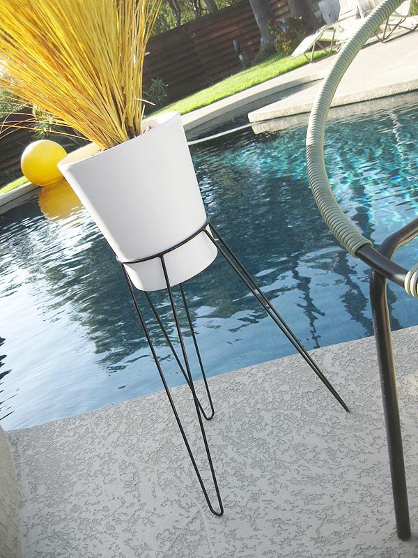 Modern Mid Century Case Study Eames Era Pottery Hairpin Tripod Base Planter Architectural
