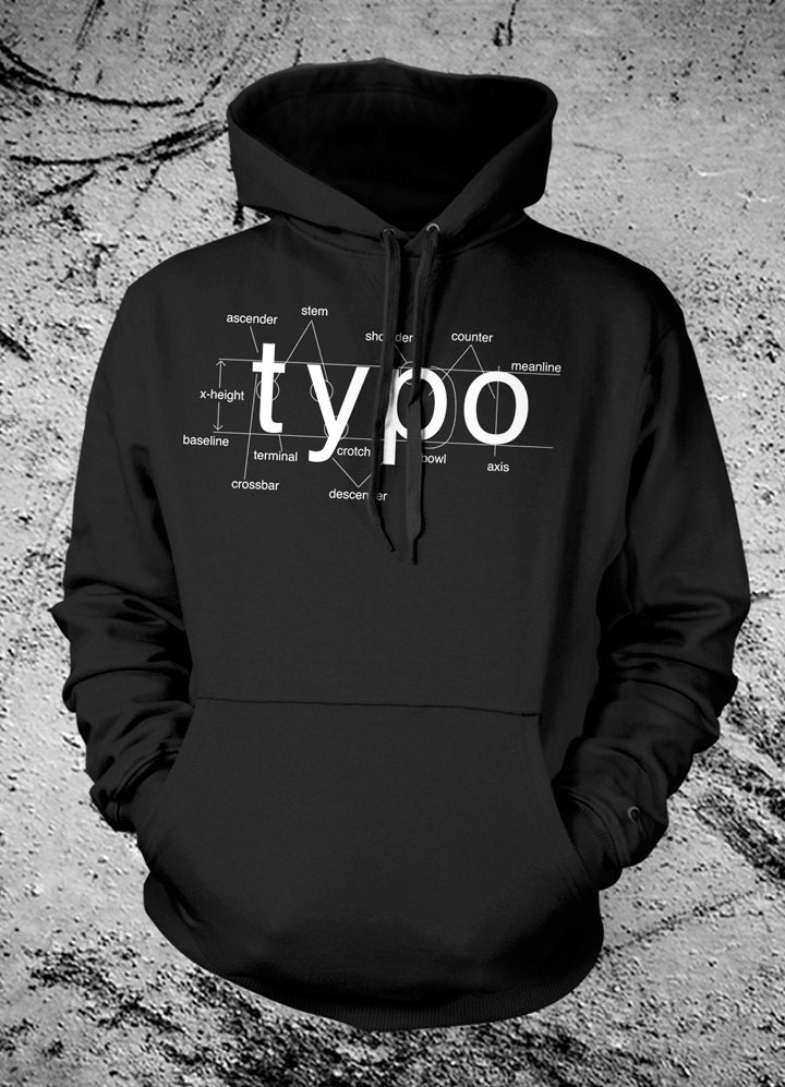 Typography Hoodie Helvetica Font Hooded Sweat Shirt