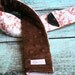 Camera Strap Cover with Lens Cap Pocket - Brown Padded Minky - Cherry Blossom- MADE TO ORDER