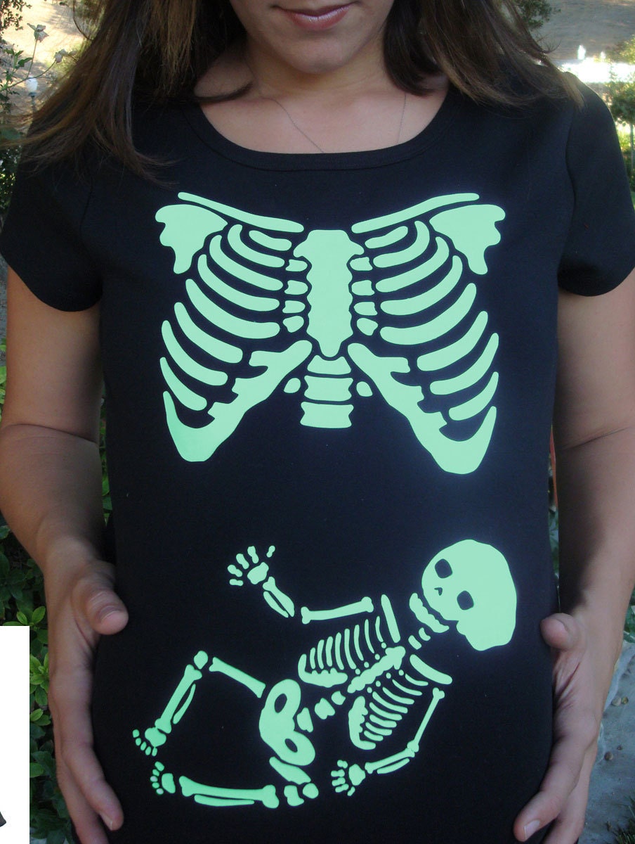 Halloween custom skeleton GLOW in the dark Maternity shirt ADD ON