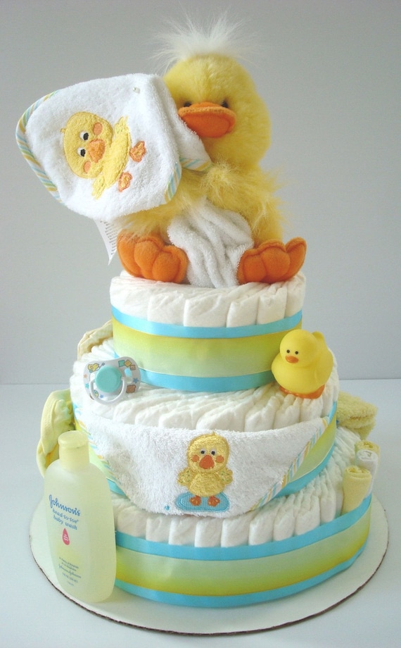Just Ducky rubber duck gender neutral diaper cake
