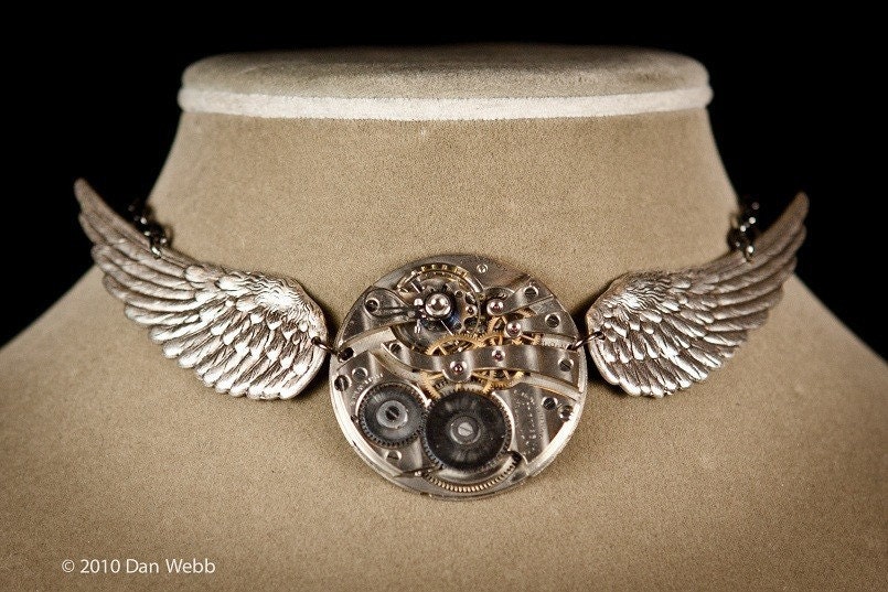 Steampunk Necklace with pocket watch movement as worn by Cristina Scabbia of Lacuna Coil during Gigantour