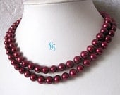 Pearl Necklace - 34 inches 9-10mm Dark Red AA Freshwater Pearl Necklace - Free shipping