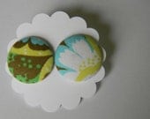 Bright button covered post earrings