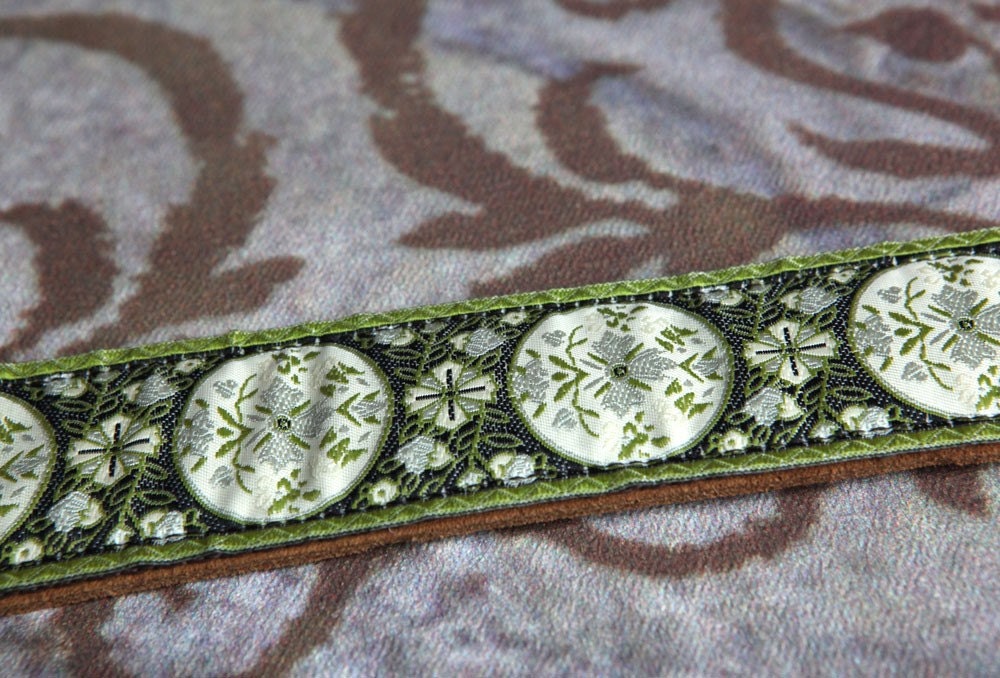 Green and Black Leather and Suede Camera Strap