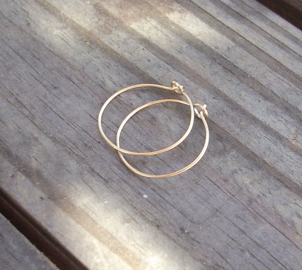 14k Gold Wire Hoop Earrings
