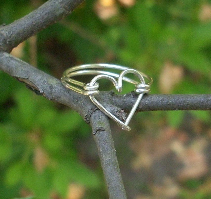 Silver wire Heart ring