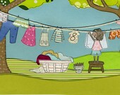 Clothesline Original Illustration