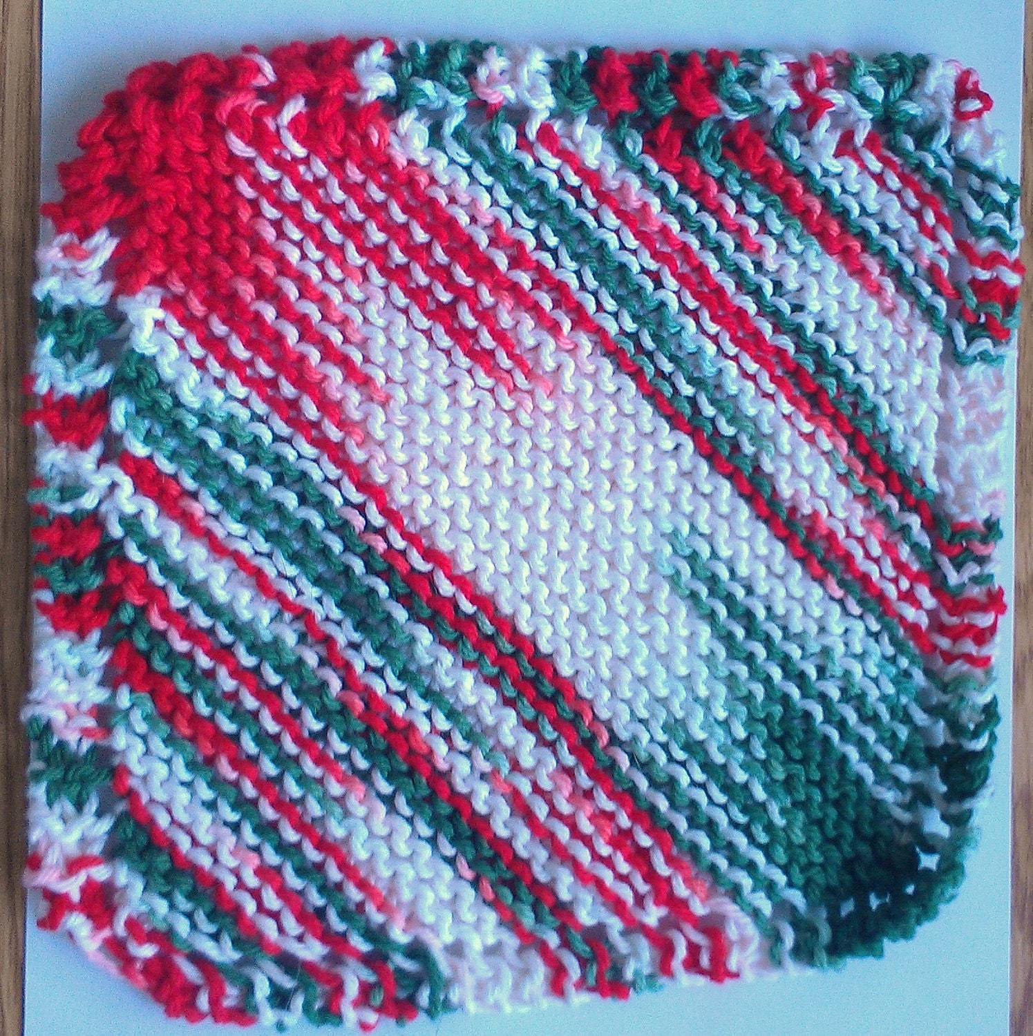 Mistletoe Knit Diagonal Dish or Wash Cloth