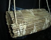 Vintage Handmade Straw/Raffia Barrell Shaped Should Bag- Purse - Summer Beach Bag