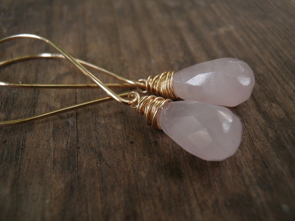 Graduation Gifts, Pink Jewelry Nostalgic Rose Quartz Pendant Gold Filled Necklace, Romantic Feminine Soft Jewelry,Gift For Her