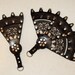 Black Leather and Pewter Folding Fan