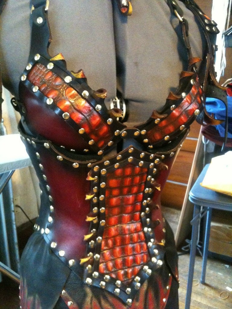 Ladies' Leather Red Dragon Slayer Fantasy Armor