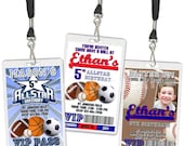 24 Sports VIP Pass Birthday Party Invitations Favors