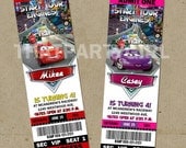 24 Cars Birthday Party Ticket Style Invitations Favors