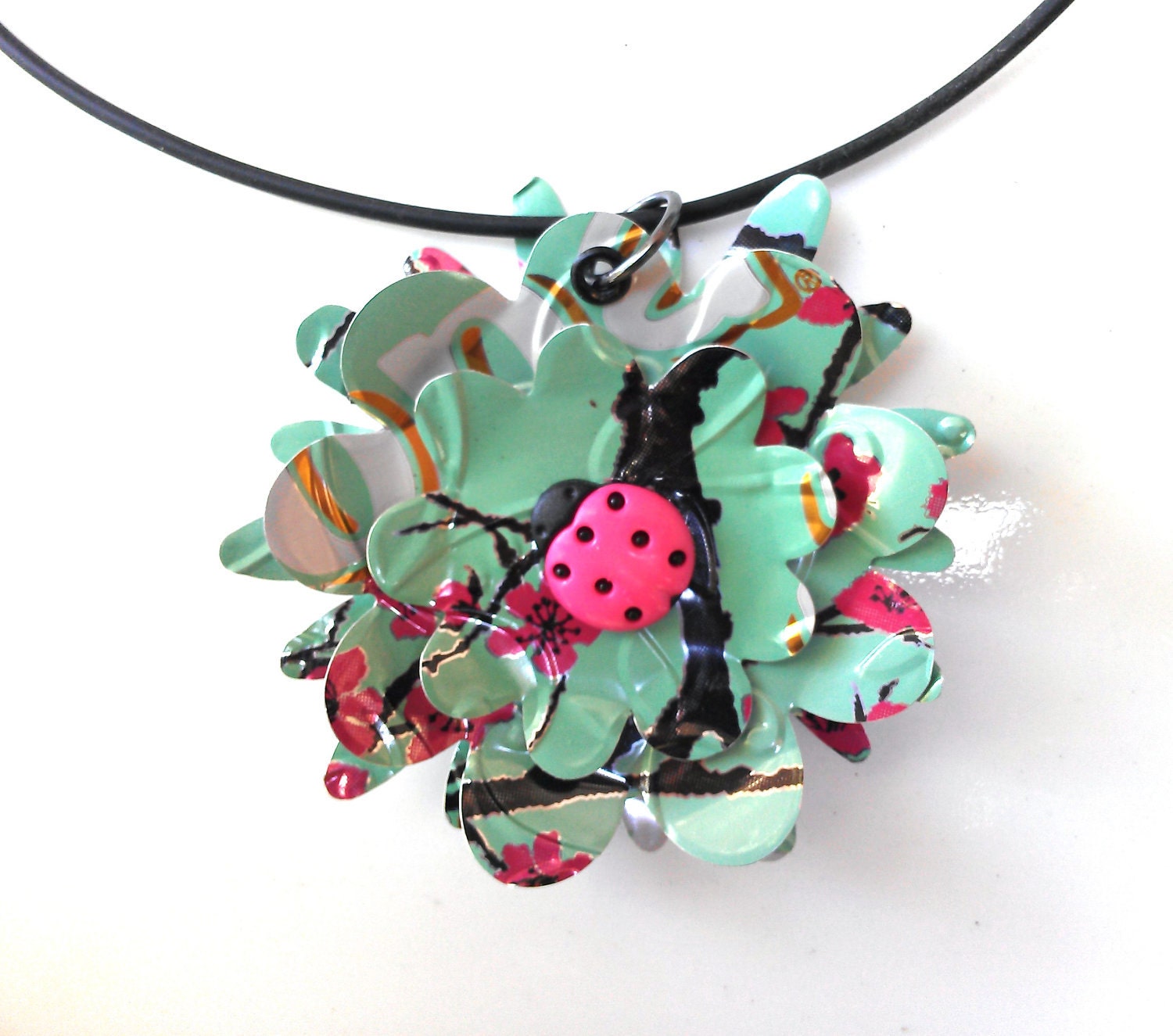 Tween Jewelry Aluminum Can Tween Girl Gift Necklace Arizona Tea Ladybug Flower  Teen Girl Gift - N044