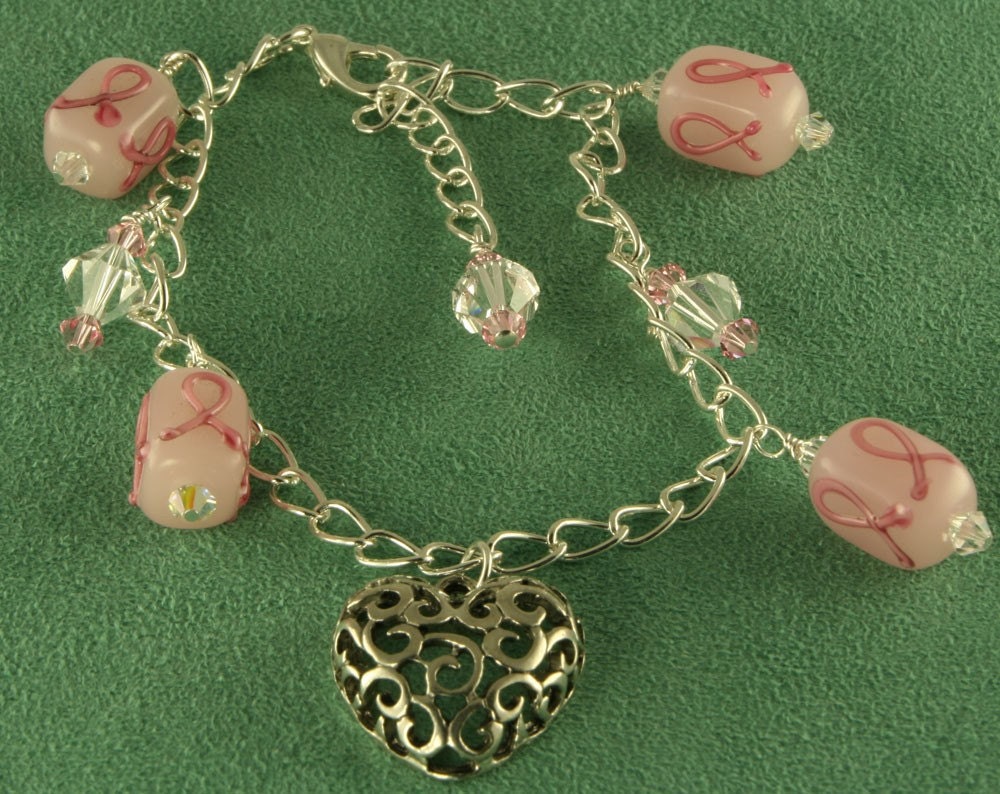 Pink on Pink Breast Cancer Awareness Anklet Handmade