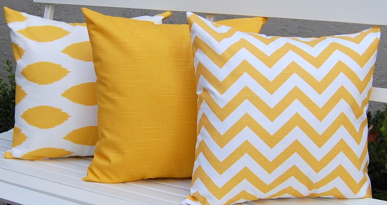 Decorative Throw Pillows  Accent Pillows Decorative PIllow Cover Trio 20 x 20 Inches Corn Yellow and White