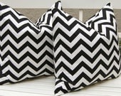 Black Chevron Pillow Covers Decorative Throw Pillow Covers Chevron Pillow Covers 20 x 20 Inches - Black and White Zig Zag