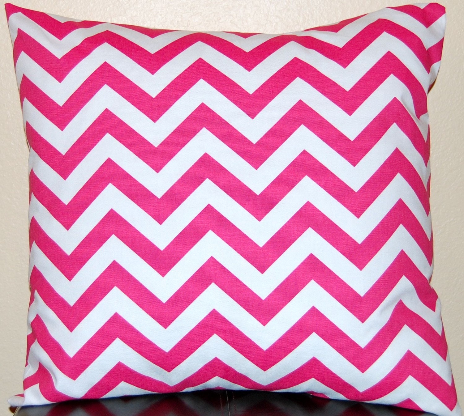 Chevron Pillows Decorative Pillow Covers Accent Pillows Cushion Covers 16 x 16 Inches - Hot Pink Zig Zag Chevron on White