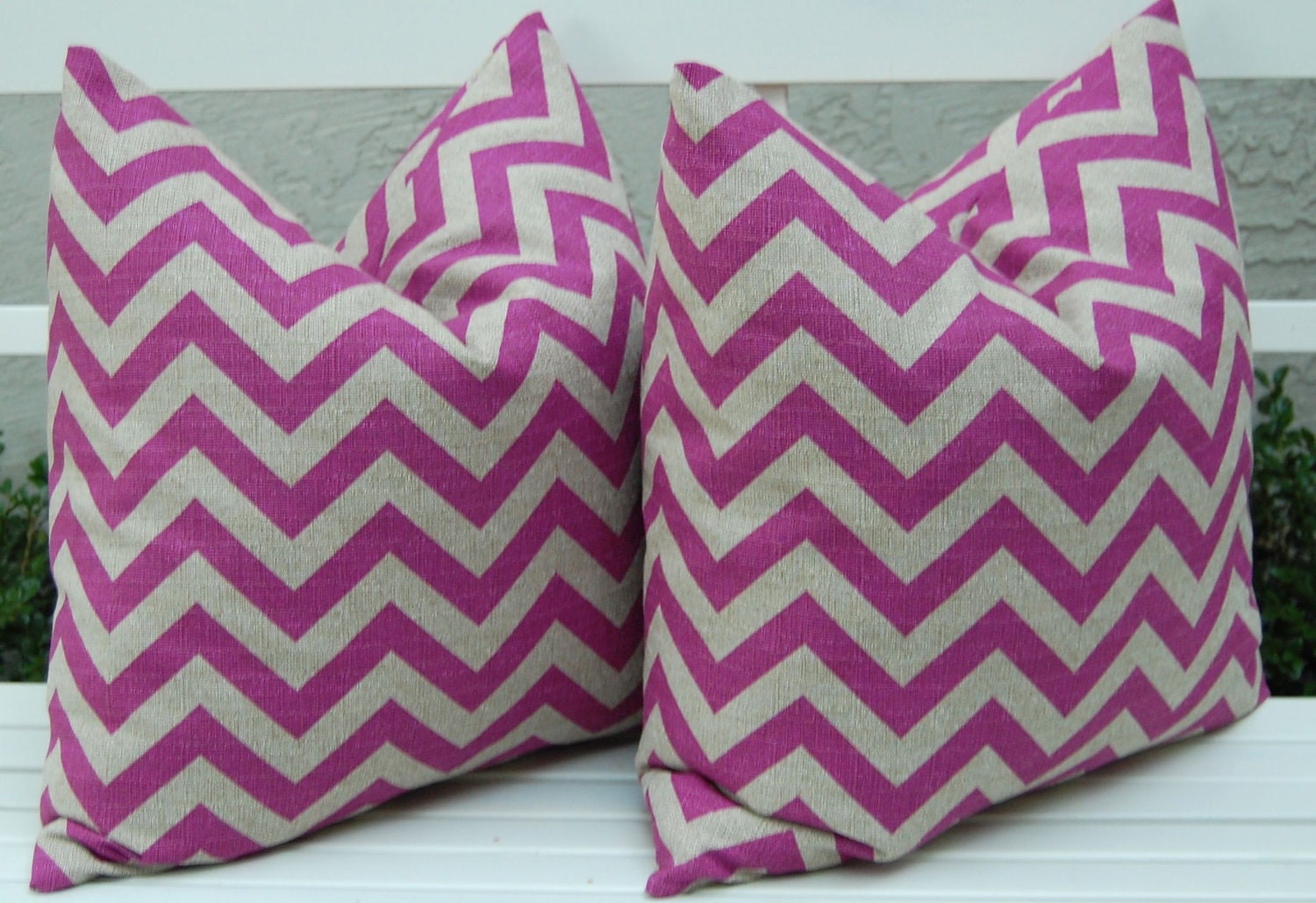 Accent Pillows, Chevron Cushion, Pillow Covers, Decorative Pillows, Purple on Natural 20 Inches