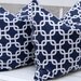 MEMORIAL DAY SALE Euro Pillow Sham Accent Pillows Decorative Pillow Covers 24 x 24 Inches - Navy and White Chain Link