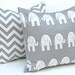 Decorative Pillows Children Decor Gray Animal Pillow Covers Accent Pillows Nursery Decor 18 x 18 Inches Elephant and Chevron Prints