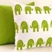 MEMORIAL DAY SALE Decorative Pillows Kids Room Children Pillow Green and White Elephant Pillow Covers Nursery Decor 20 x 20 Inches Elephant