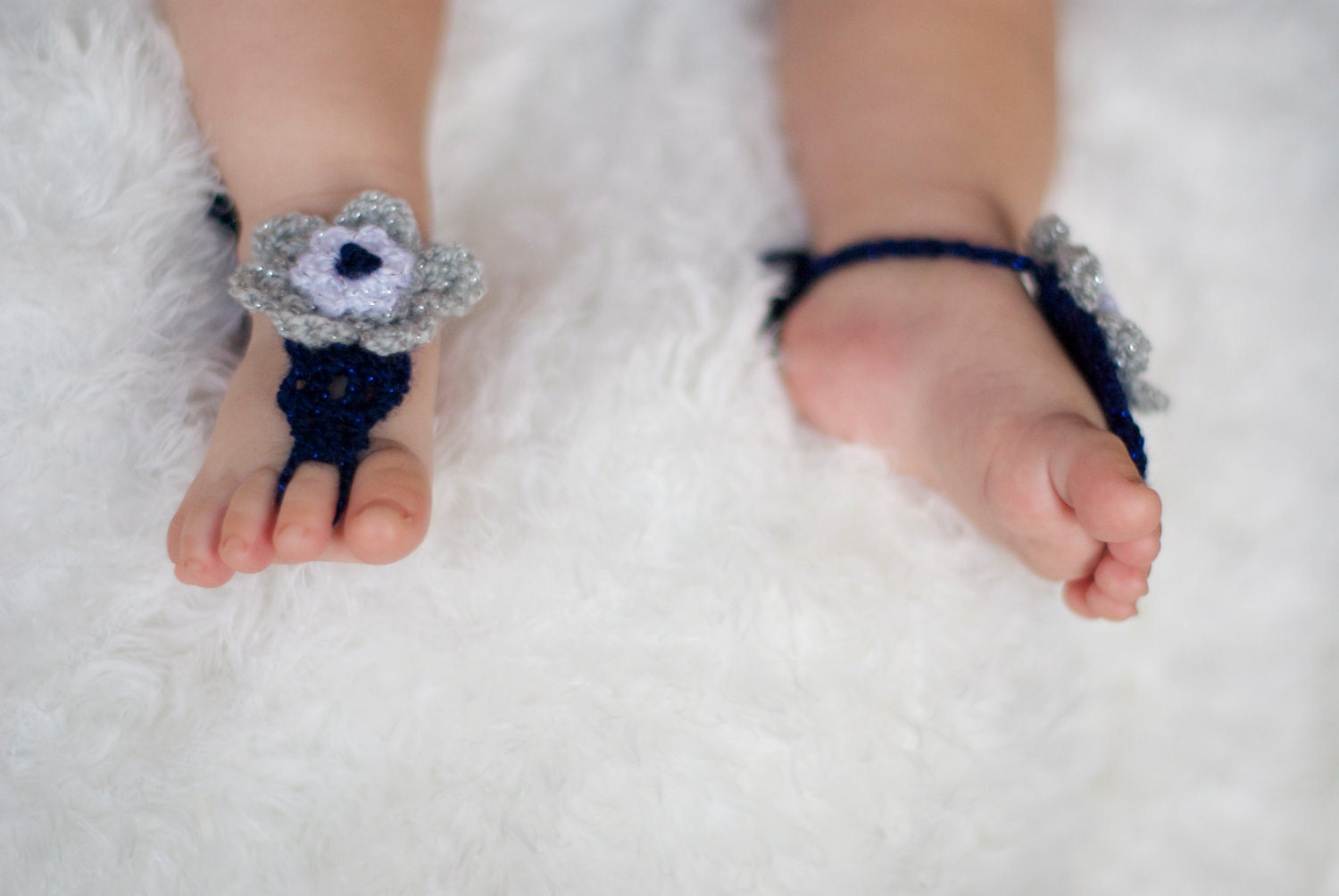 Baby Barefoot Sandals. Dallas Cowboys colors. Girl stylish foot wear for those tiny earth bound toes.