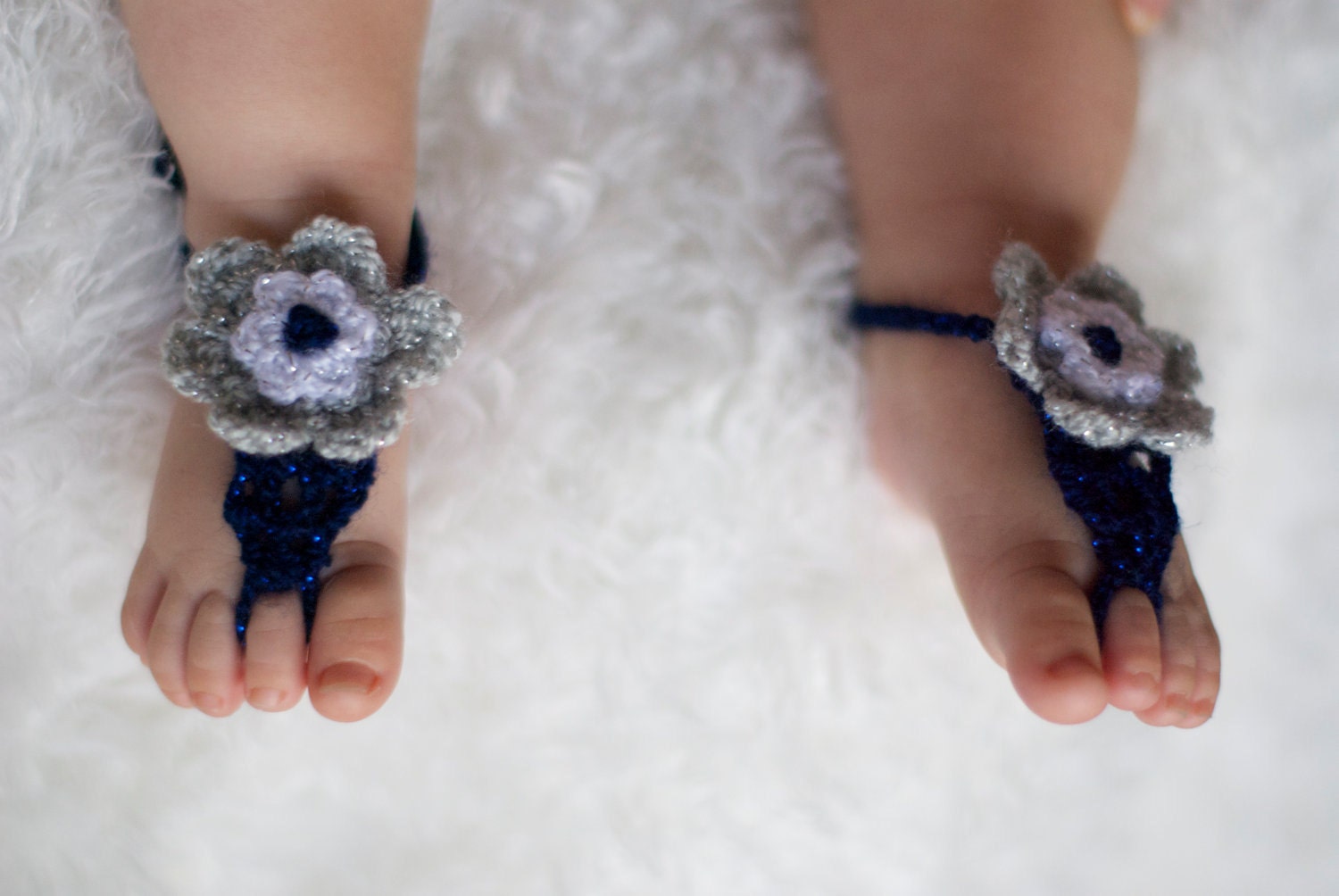 Baby Barefoot Sandals. Dallas Cowboys colors. Girl stylish foot wear for those tiny earth bound toes.