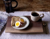 Featured in Whole Foods/Etsy on Facebook - New York Cafe Plate Breakfast Tray Walnut Cutting Board