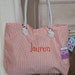 Monogrammed Orange Seersucker Everything Tote