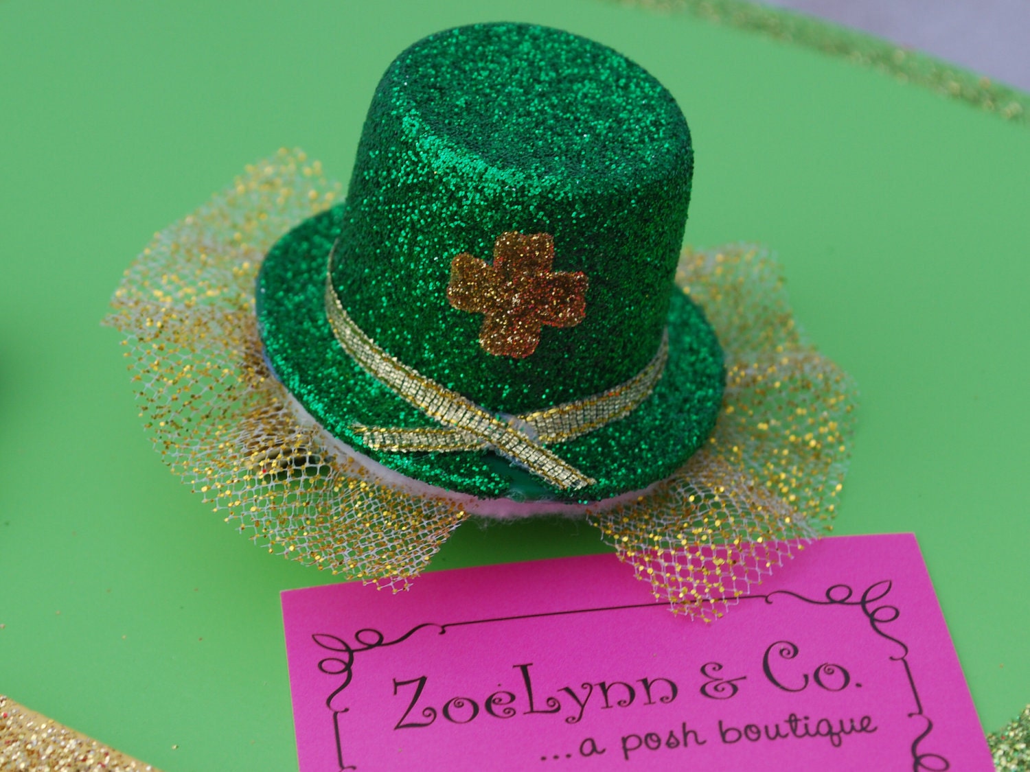 St. Patrick's Day- Sparkle Hat Clip