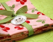Designer Cloth Napkins 15 Inch Set of 4 Pink with Red Cherries