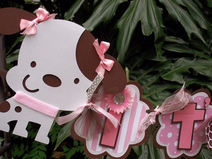 Puppy Baby Shower "its a girl" Banner in Pink and Brown