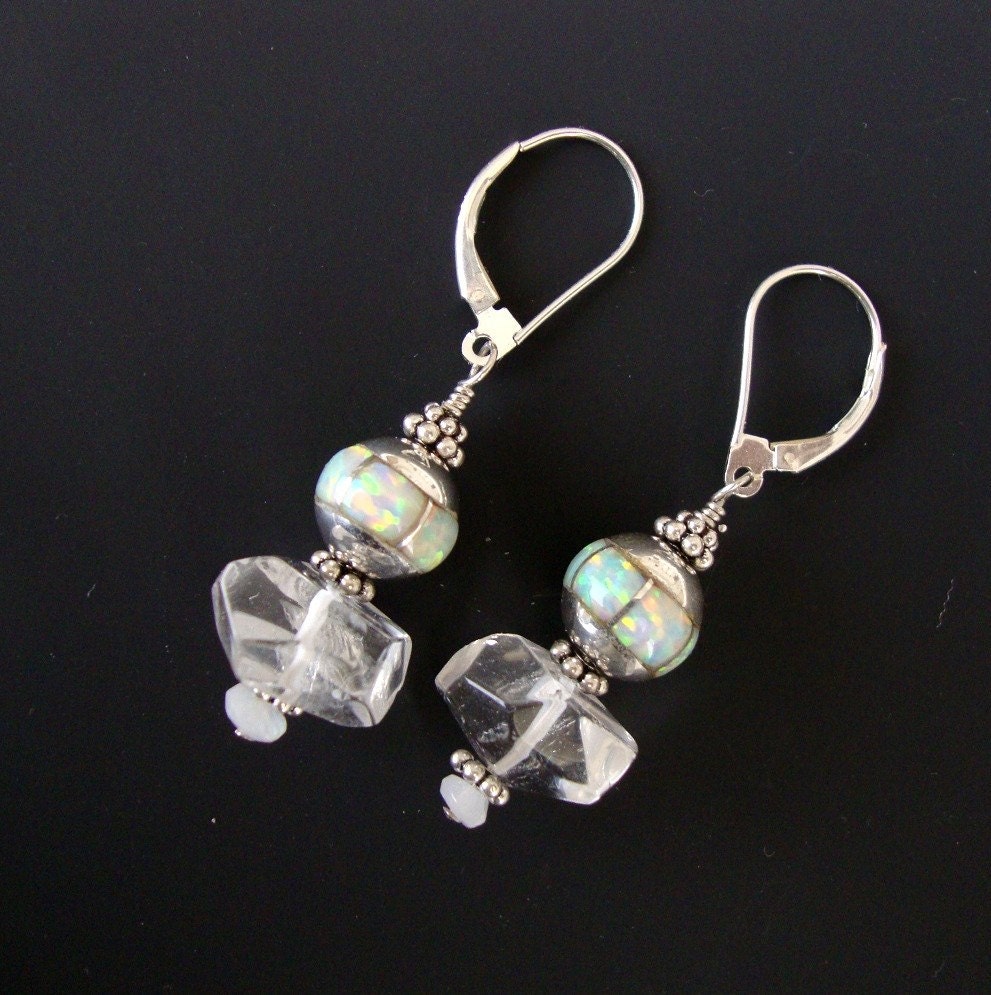 Jewelry Earrings Quartz Crystal Opal Inlay Dangle