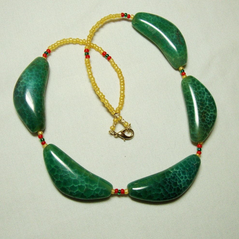 Green Crackle New Jade Necklace Gold Filled