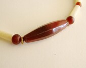 Jewelry Necklace Antique Carnelian Bead African Trade Calcite