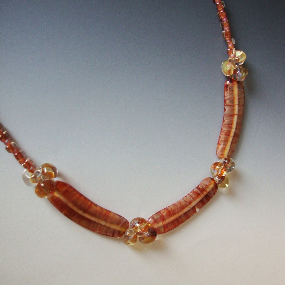 Jewelry Copper Colored Boro Bead Necklace