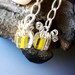 Tiny Yellow Glass Gift Box Sterling Bow Earrings
